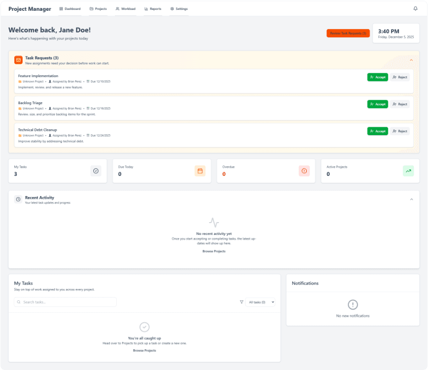 Project Management Dashboard