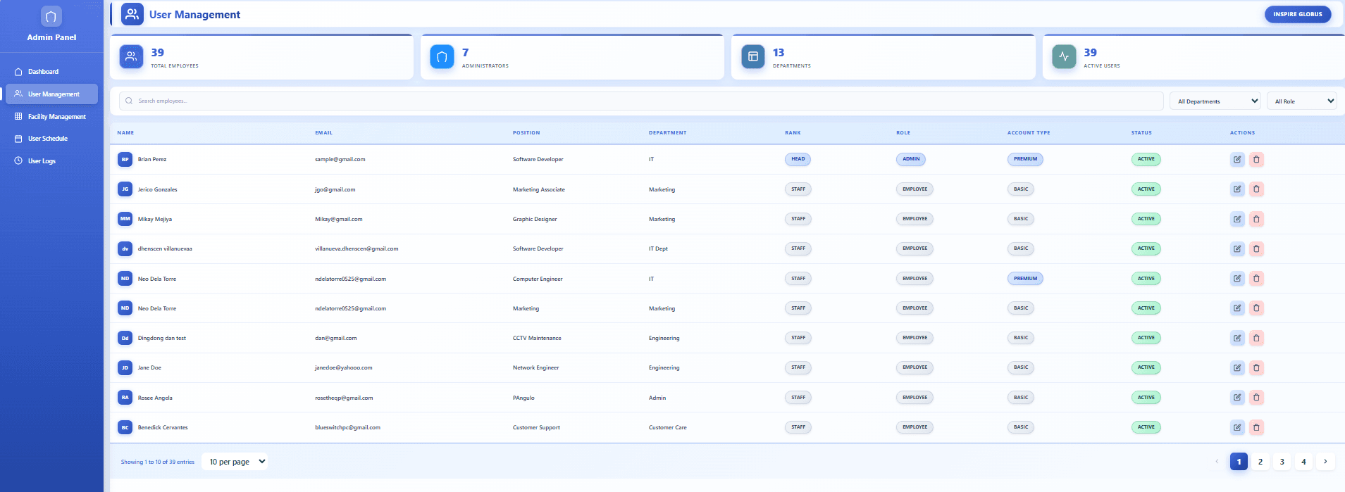 DeskHRX employee records interface